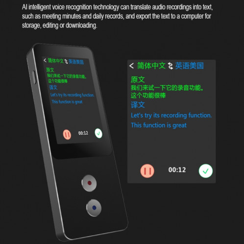 Le traducteur intelligent et précis T9 Pro prend en charge 134 langues avec traduction hors ligne/traduction de photos (noir) SH301A1276-08