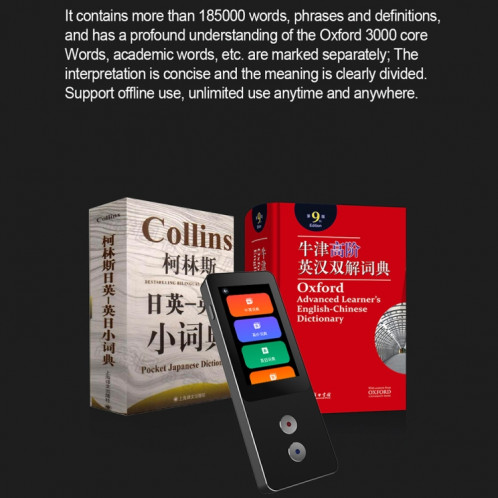 Le traducteur intelligent et précis T9 Pro prend en charge 134 langues avec traduction hors ligne/traduction de photos (noir) SH301A1276-08