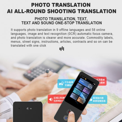 Le traducteur intelligent et précis T9 Pro prend en charge 134 langues avec traduction hors ligne/traduction de photos (noir) SH301A1276-08