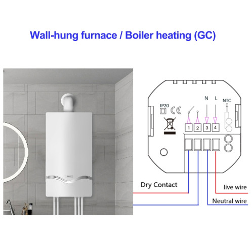 BHT-2002GCLM 220V Smart Home Chauffage Thermostat Chaudière Chauffage WiFi Thermostat (Blanc) SH501A321-08