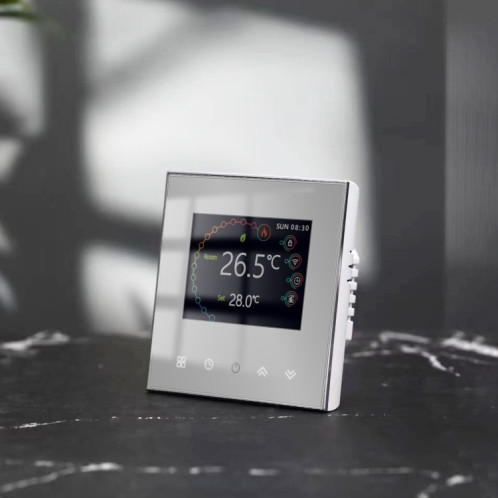 BHT-2002GBLM 220V Thermostat de chauffage domestique intelligent Thermostat WiFi de chauffage électrique avec fil de capteur externe (blanc) SH701A1204-08
