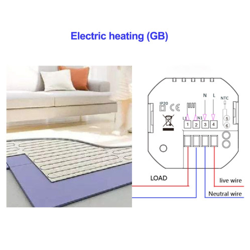 BHT-2002GBLM 220V Thermostat de chauffage domestique intelligent Thermostat WiFi de chauffage électrique avec fil de capteur externe (blanc) SH701A1204-08