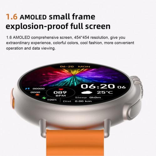 MT30 1,6 pouces écran HD bracelet en TPU montre intelligente prend en charge les appels vocaux/surveillance de l'oxygène sanguin (noir) SH401A1402-09