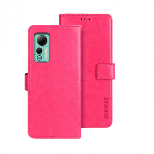 Pour Ulefone Note 14 idewei Crazy Horse Texture Housse de téléphone en cuir avec support (Rose Rouge) SI908G1414-05