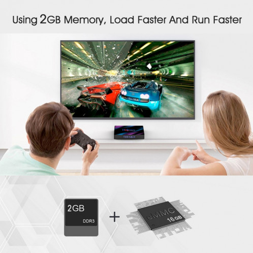 H96 MAX-3318 4K Ultra HD Android TV Boîte avec télécommande, Android 10.0, RK3318 Quad-Core 64bit Cortex-A53, 2 Go + 16 Go, Carte TF / USBX2 / AV / Ethernet, Fiche Spécification: UE Fiche SH4402575-012