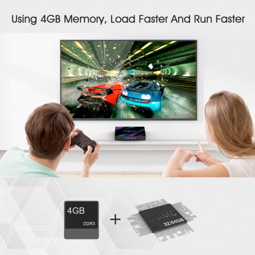 H96 MAX-3318 4K Ultra HD Android TV Boîte avec télécommande, Android 10.0, RK3318 Quad-Core 64bit Cortex-A53, 4 Go + 32 Go, Carte TF de support / USBX2 / AV / Ethernet, Fiche Spécification: Fiche EU SH4602515-012