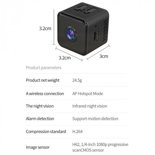 Caméra X2 Smart HD Mini WiFi Prise en charge de la vision nocturne et de la détection de mouvement et de la carte TF SH45221444-010