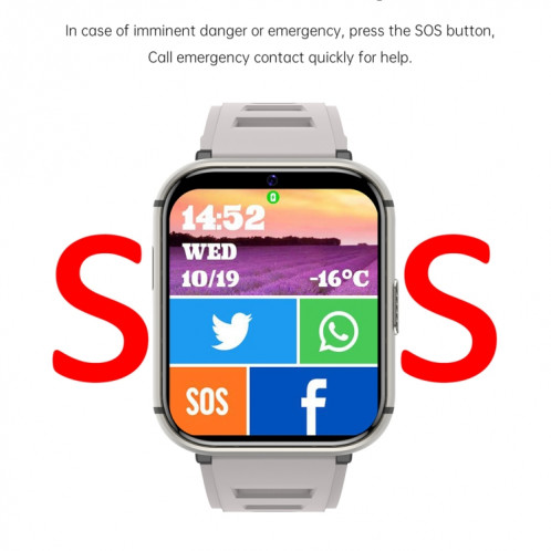 Q668 1,99 pouces Écran 4G Smart Watch Android 9.0, Spécification: 2 Go + 16 Go (Argent) SH301B1056-013