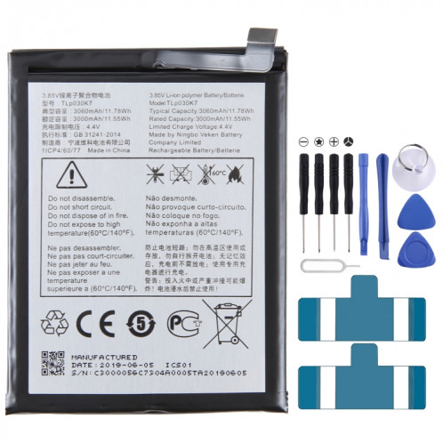 Pour Alcatel 1s 5024A 5024D_EEA 3000mAh Remplacement de la batterie TLP030K7 SH94171009-00
