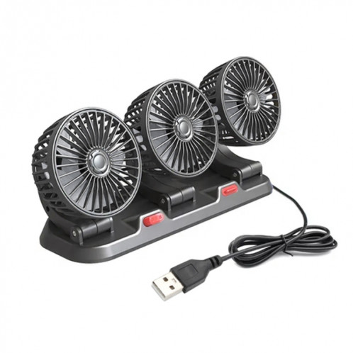 F4310 Ventilateur à trois têtes de voiture réglable rotatif à 360 degrés, style : 5 V USB universel SH08011572-013
