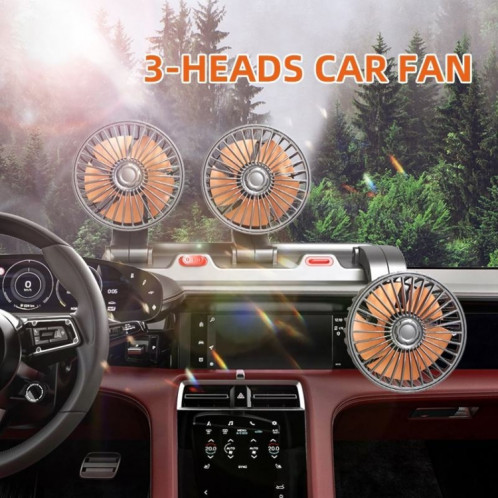 F4310 Ventilateur à trois têtes de voiture réglable rotatif à 360 degrés, style : 5 V USB universel SH08011572-013