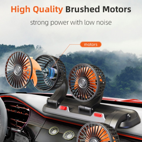 F4310 Ventilateur à trois têtes de voiture réglable rotatif à 360 degrés, style : 5 V USB universel SH08011572-013