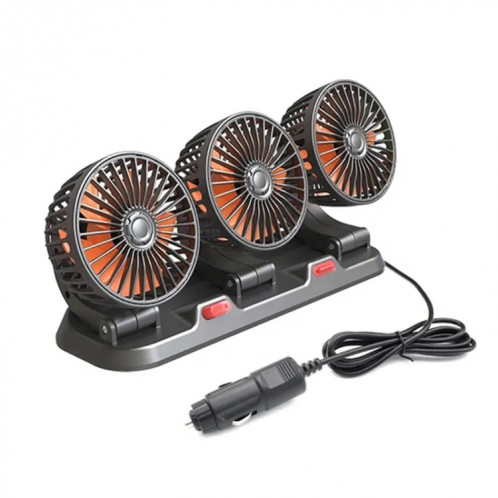 F4310 Ventilateur à trois têtes de voiture réglable rotatif à 360 degrés, style : allume-cigare 24 V SH08031385-013