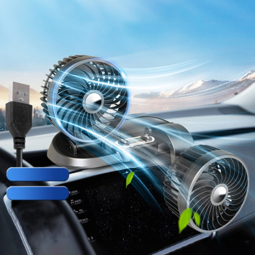 F622 Ventilateur de refroidissement électrique à double tête rotative et pliable pour voiture, style : USB universel SH09011580-011