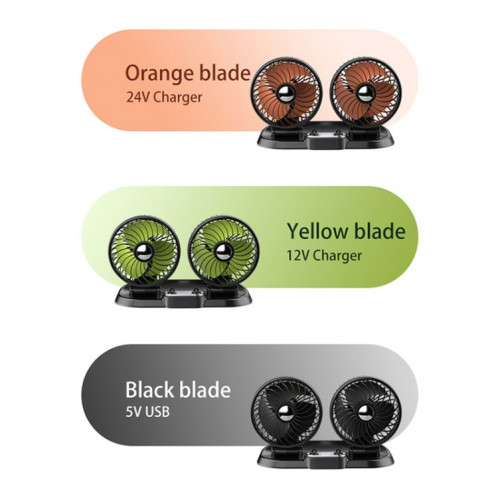 F622 Ventilateur de refroidissement électrique à double tête rotative et pliable pour voiture, style : USB universel SH09011580-011
