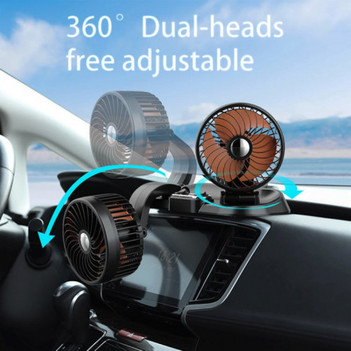 F622 Ventilateur de refroidissement électrique à double tête rotative et pliable pour voiture, style : USB universel SH09011580-011