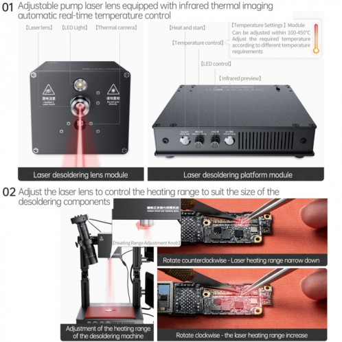 Machine de dessoudage laser infrarouge intelligente Mega-idea, modèle : avec ensemble de microscope () SH401B952-011