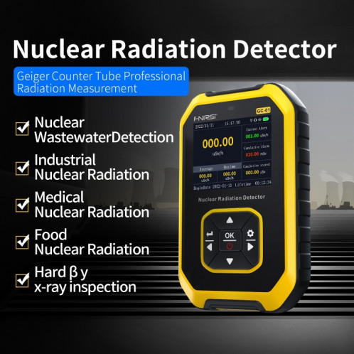 Fnirsi GC01 Home Lndustrial Marbre Radioactif X / Y Ray Détecteur de Radiation Nucléaire Compteur Geiger (Jaune) SF001A549-010