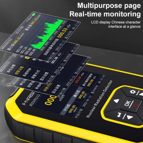 Fnirsi GC01 Home Lndustrial Marbre Radioactif X / Y Ray Détecteur de Radiation Nucléaire Compteur Geiger (Jaune) SF001A549-010