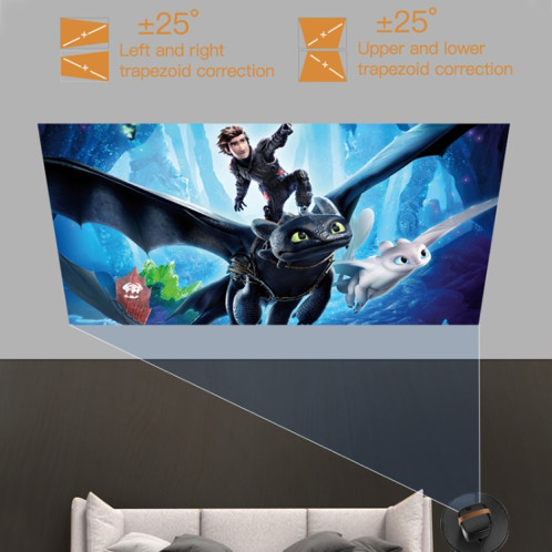 A007 Projecteur LED intelligent portable 1280 x 720 HD 113 ANSI, prise : prise US (noir) SH504B1717-016