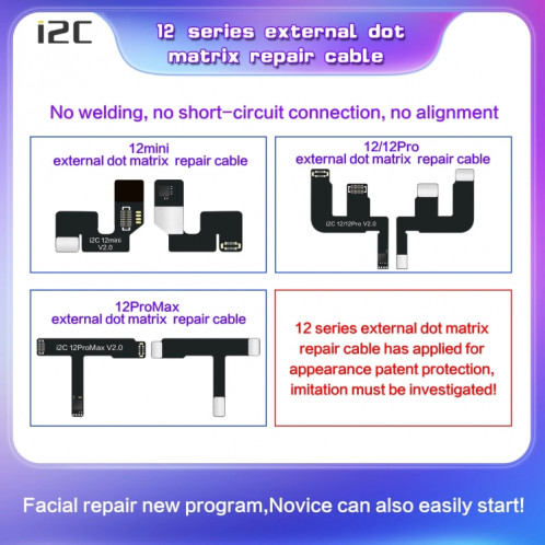 Pour iPhone 12 / 12 Pro i2C MC12 SK-BOX Câble flexible à matrice de points V2.0 SH82055-05