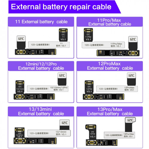 I2C KC01 Instrument de réparation de batterie complet multifonction pour iPhone 6-14 Pro Max, version : version haute configuration. SH87021177-012