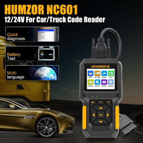 HUMZOR NC601 12-24V Voiture et Camion OBD2 Outil de Diagnostic Outil de Diagnostic SH53091986-09