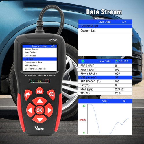 Lecteur de code de voiture Vgate VR800 Scanner de diagnostic OBD2 SV54131736-09