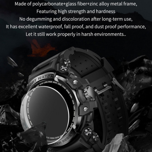 LC16 1,32 pouces IP68 Montre intelligente de sport de plein air étanche, prise en charge des appels Bluetooth / surveillance de la fréquence cardiaque (noir) SH801A1876-013