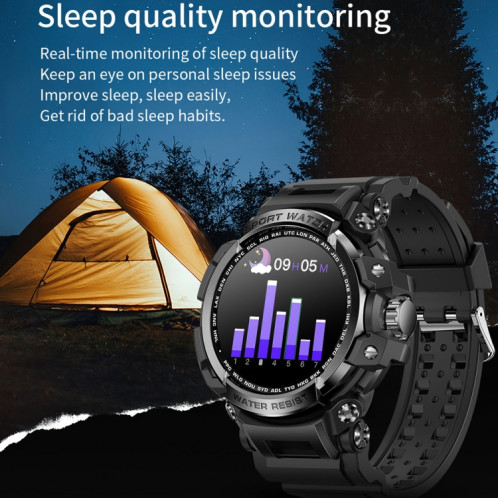 LC16 1,32 pouces IP68 Montre intelligente de sport de plein air étanche, prise en charge des appels Bluetooth / surveillance de la fréquence cardiaque (noir) SH801A1876-013
