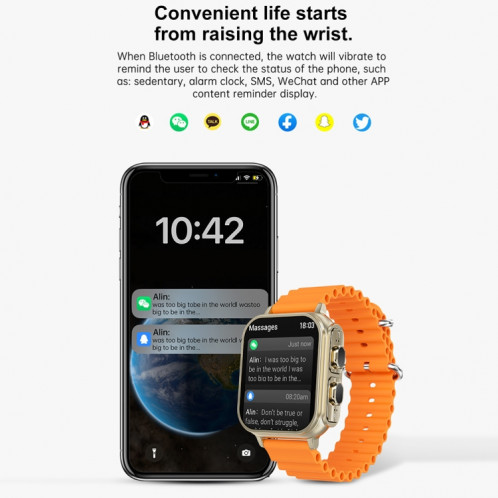N22 2 en 1 1,96 pouces HD Display Sport Bluetooth Call Earphone Smart Watch (Noir) SH201C1856-017