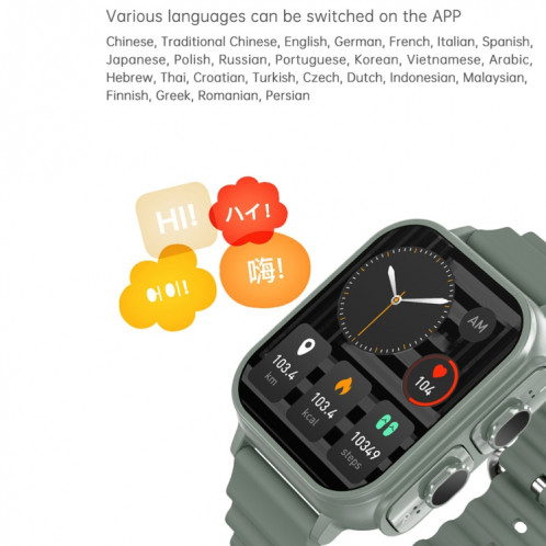 N22 2 en 1 1,96 pouces HD Display Sport Bluetooth Call Earphone Smart Watch (Noir) SH201C1856-017