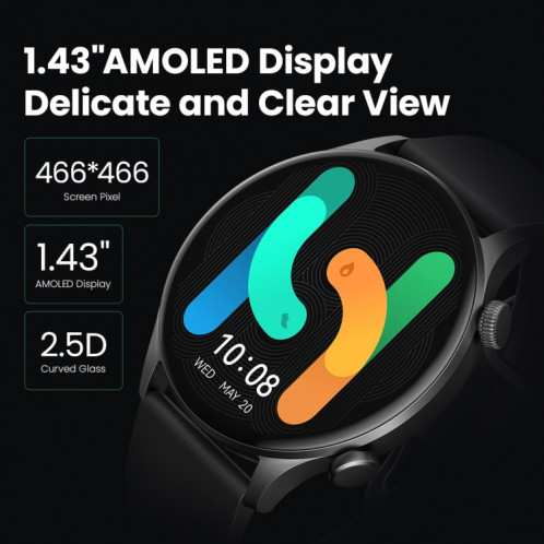 Montre intelligente d'origine Xiaomi Youpin HAYLOU RT3 LS16 1,43 pouces AMOLED prise en charge des appels Bluetooth/surveillance de la santé (argent) SX001B280-010