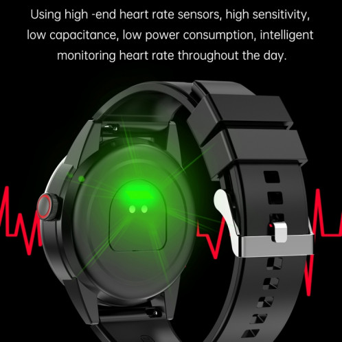 R6 1,32 pouces écran rond 2 en 1 Bluetooth écouteur montre intelligente, prise en charge des appels Bluetooth/surveillance de la santé (bracelet en silicone noir) SH401F1967-013