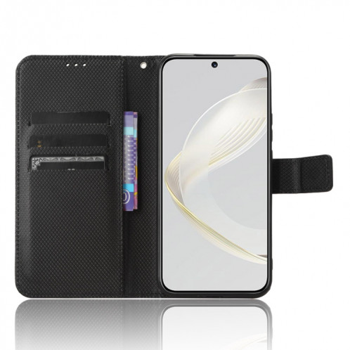 Pour Huawei nova 11 Pro Étui de téléphone en cuir à texture diamant (noir) SH818B320-07