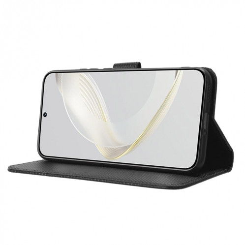 Pour Huawei nova 11 Pro Étui de téléphone en cuir à texture diamant (noir) SH818B320-07