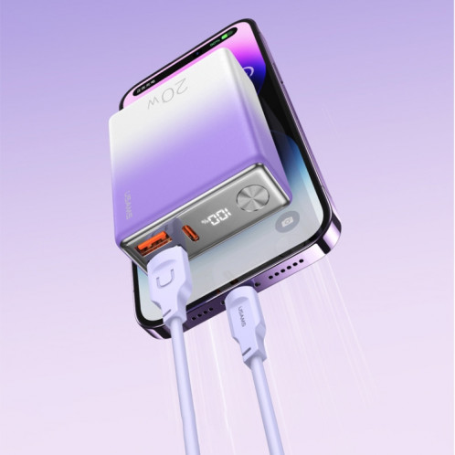 USAMS CD192 10000mAh Banque d'alimentation à charge rapide à affichage numérique portable (violet dégradé) SU201C456-08
