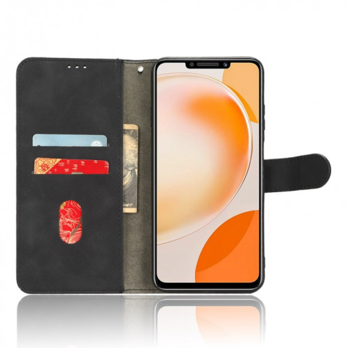 Pour Huawei Enjoy 60X Skin Feel Étui de téléphone en cuir à rabat magnétique (Noir) SH008A1402-06