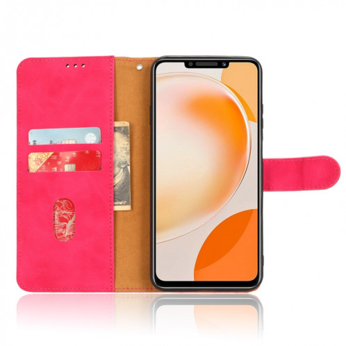 Pour Huawei Enjoy 60X Skin Feel Étui de téléphone en cuir à rabat magnétique (Rose Rouge) SH008D1840-06