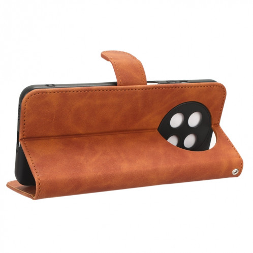 Pour Huawei Enjoy 60X Skin Feel Étui de téléphone en cuir à rabat magnétique (Marron) SH008E112-06