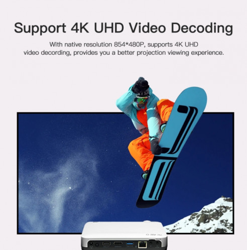 WOWOTO H10S TIDLP DMD 0,45 pouces 1280 x 800 4K 500ANSI RGB LED Projecteur intelligent () SW801B1517-010