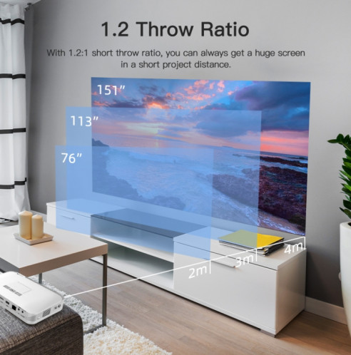 WOWOTO T9S TI DLP DMD 0.45 1280 x 800 4K 350ANSI RGB LED Projecteur intelligent () SW501B728-013
