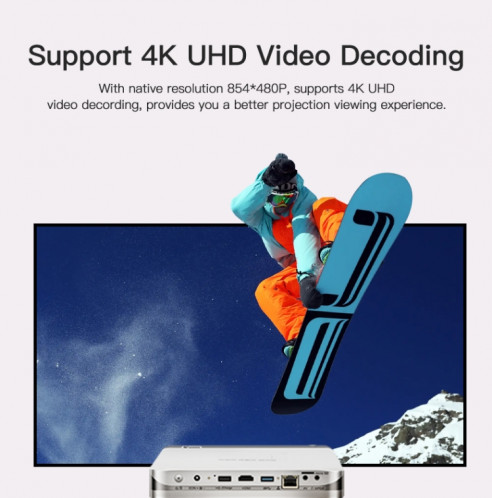 WOWOTO T9S TI DLP DMD 0.45 1280 x 800 4K 350ANSI RGB LED Projecteur intelligent () SW501B728-013