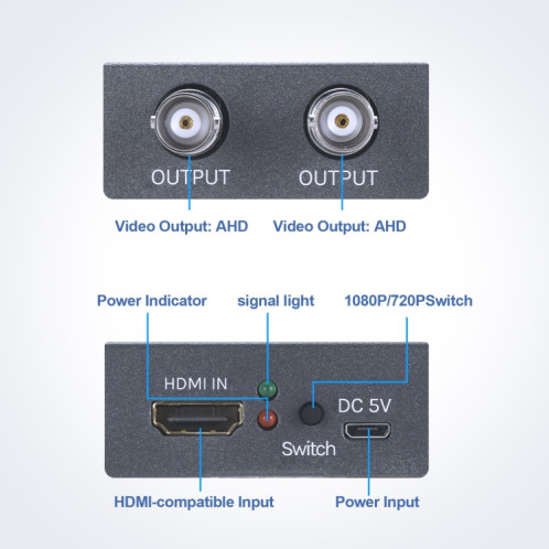 NK-C9 Convertisseur vidéo HDMI vers AHD 1080P HD (Gris) SH601A1645-07
