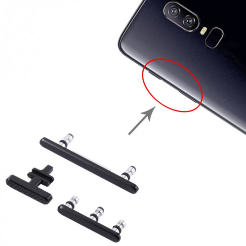 Pour bouton d'alimentation OnePlus 6 + bouton de contrôle du volume (noir de jais) SH201A1601-04