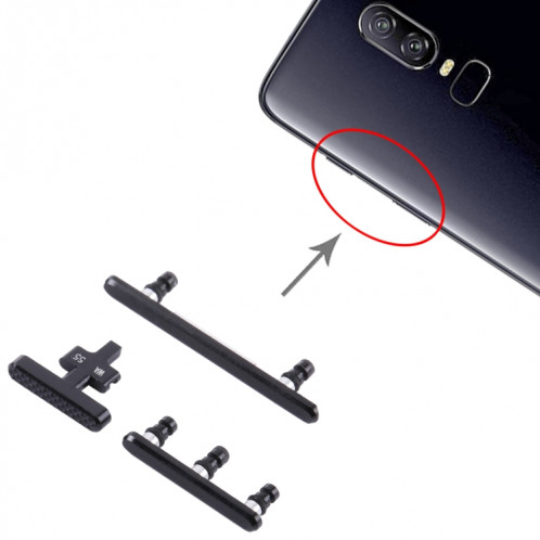 Pour bouton d'alimentation OnePlus 6 + bouton de contrôle du volume (noir givré) SH301A1602-04