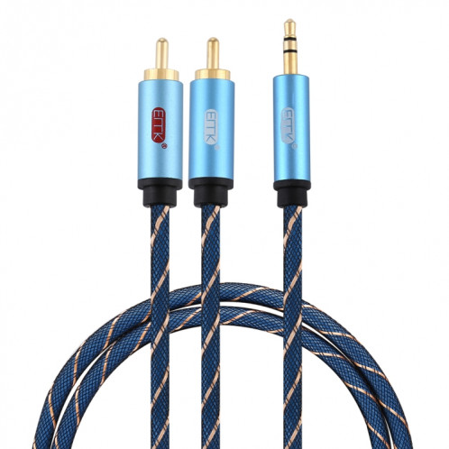 EMK 3,5 mm Jack mâle vers 2 x RCA mâle connecteur plaqué or câble audio de haut-parleur, longueur du câble: 1 m (bleu foncé) SE701A614-07
