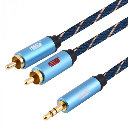 EMK 3,5 mm Jack mâle vers 2 x RCA mâle connecteur plaqué or câble audio de haut-parleur, longueur du câble: 1 m (bleu foncé) SE701A614-07