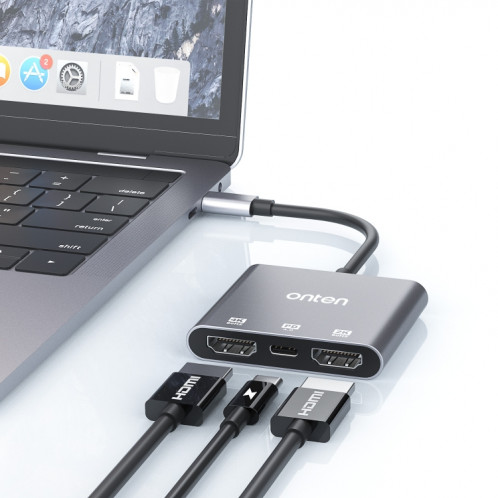 Onten 9175S Adaptateur 3 en 1 USB-C / Type-C vers HDMI (Gris) SO001A639-07