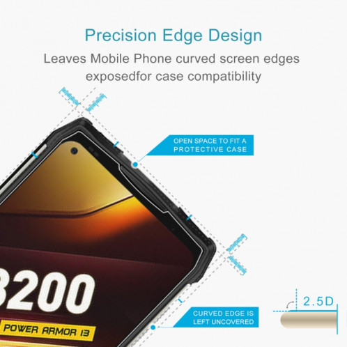 Pour Ulefone Armor X13 10 pièces 0.26mm 9H 2.5D Film de verre trempé SH77051199-06